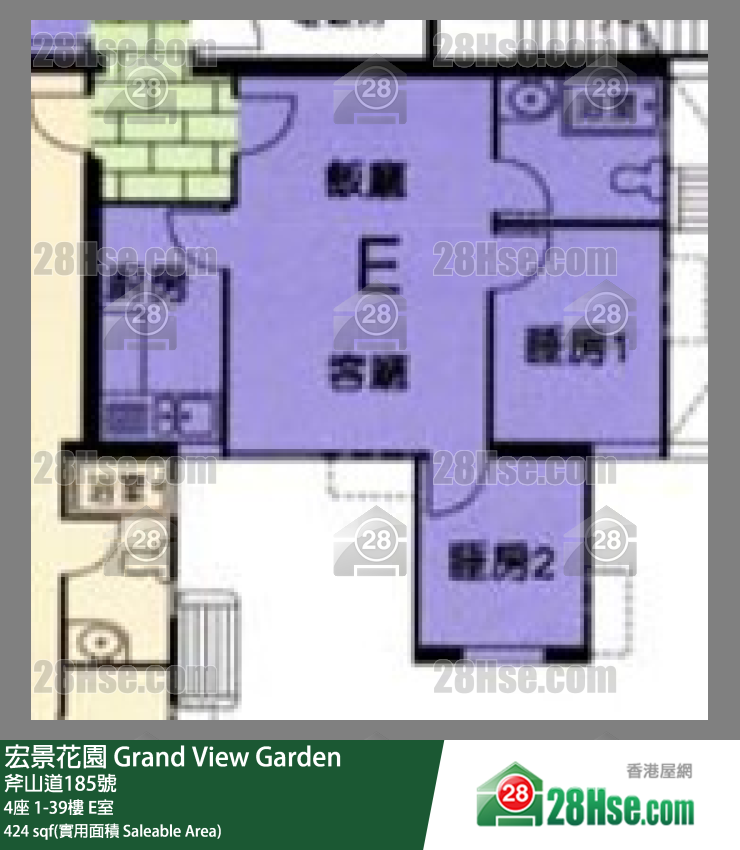 宏景花園 4座15樓 E室 平面圖