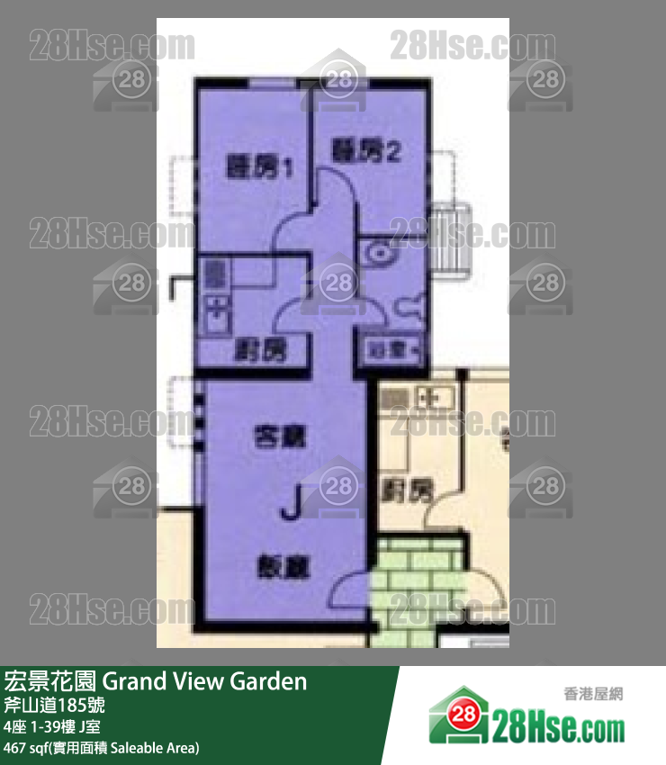 宏景花园 4座36楼 J室 平面图