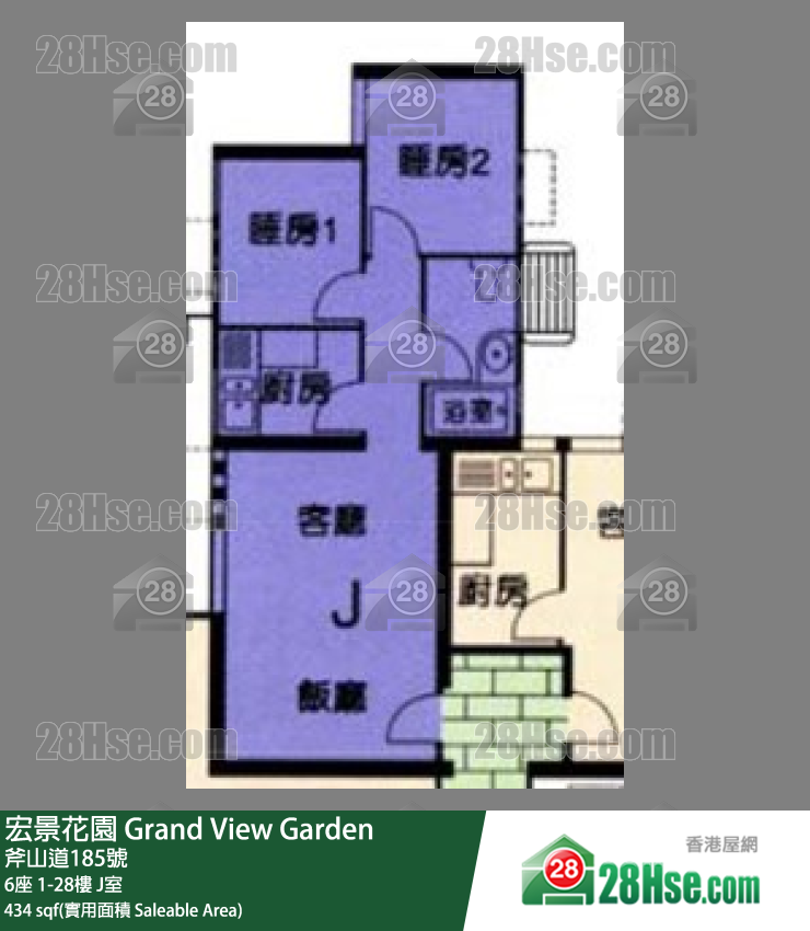 宏景花园 6座9楼 J室 平面图