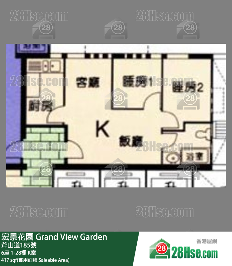 宏景花園 6座 1樓 K室 平面圖