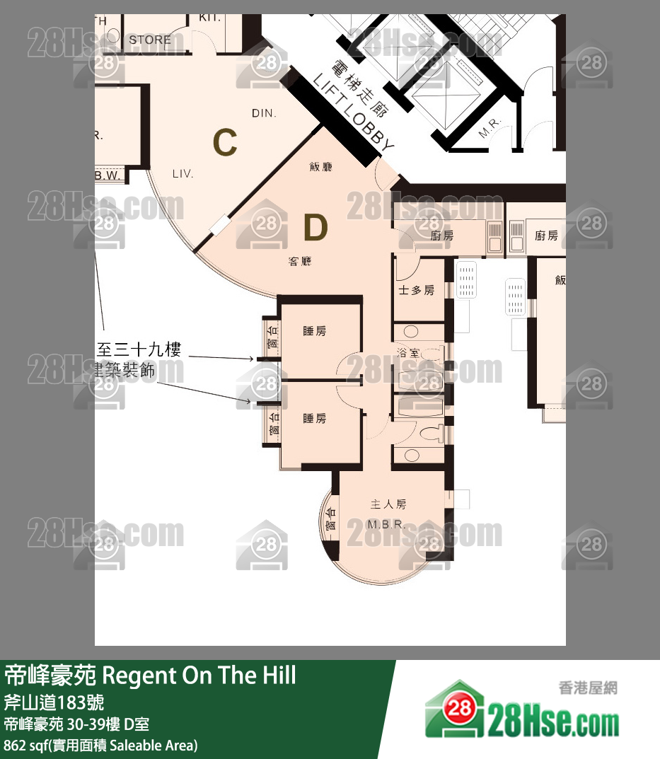 帝峰豪苑 帝峰豪苑31楼 D室 平面图