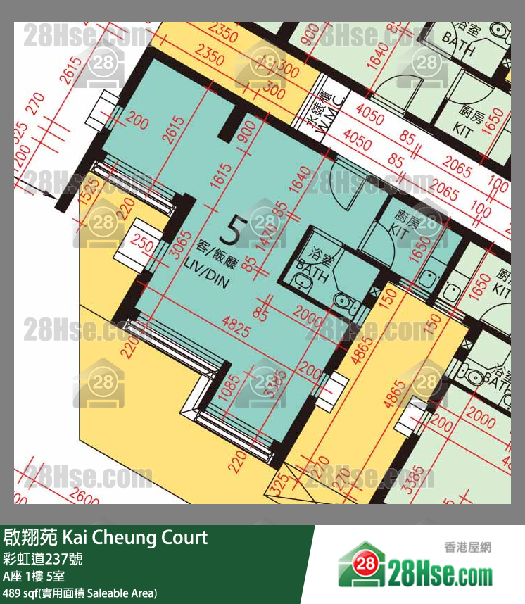 啟翔苑 A座 1樓 5室 平面圖