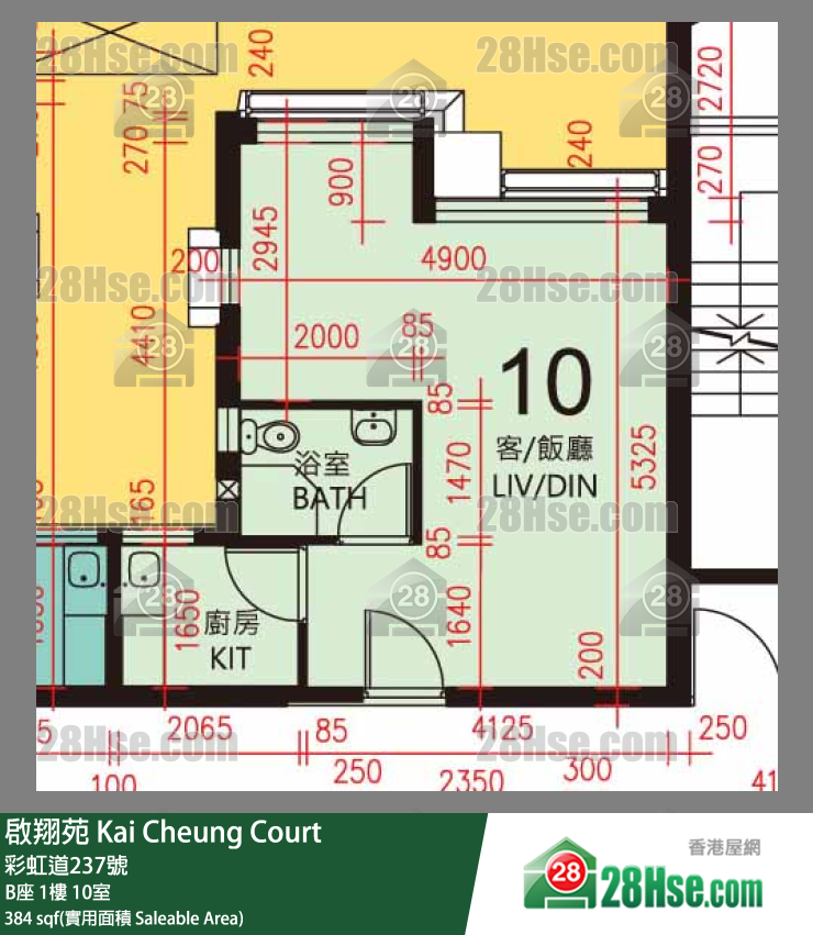 启翔苑 B座 1楼 10室 平面图