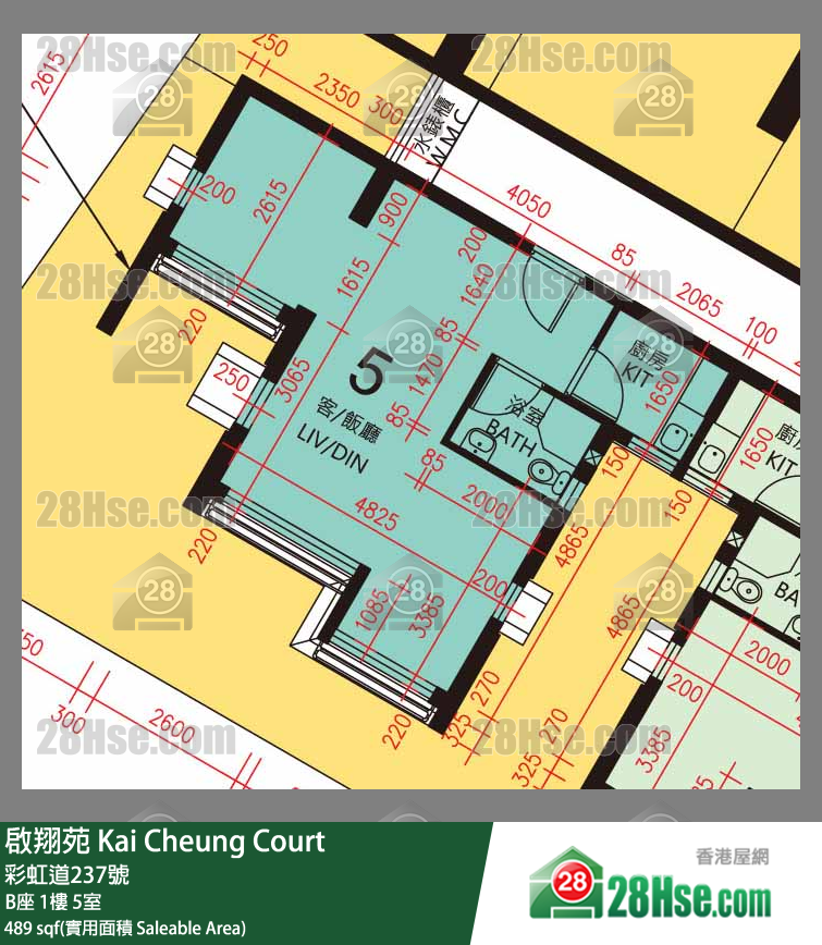 啟翔苑 B座 1樓 5室 平面圖