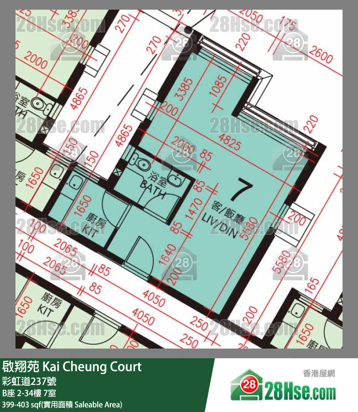 啟翔苑 B座 4樓 7室 平面圖
