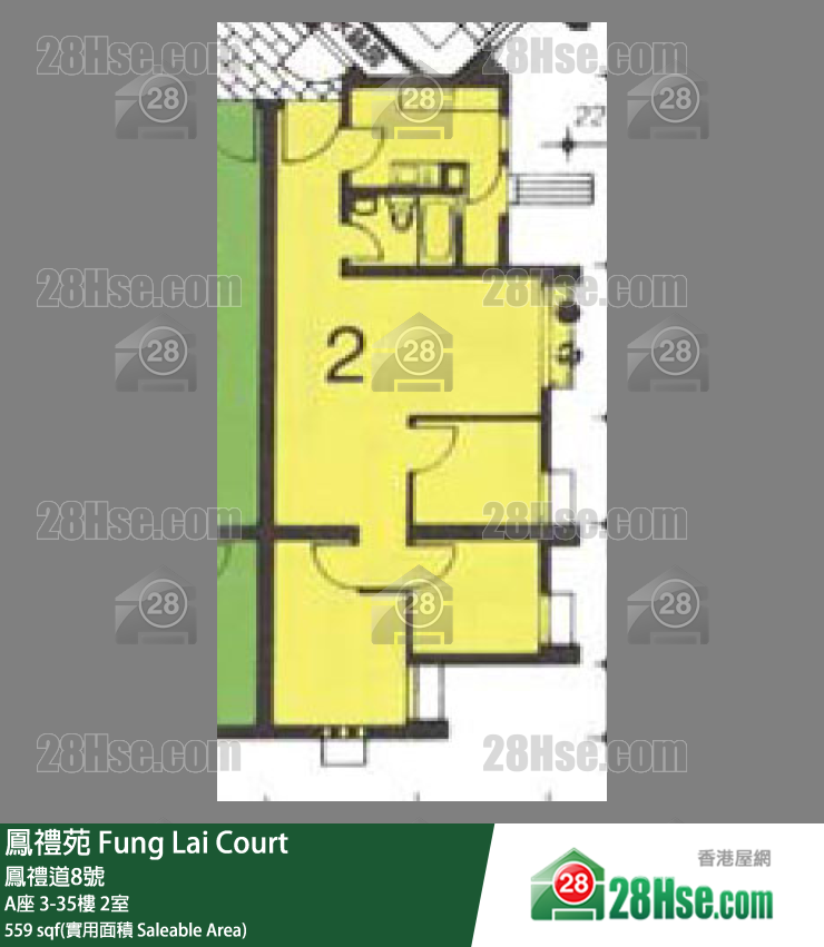 凤礼苑 A座33楼 2室 平面图