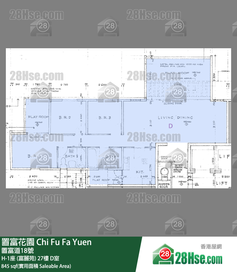 置富花園 大廈H-1座 (富麗苑)27樓 D室 平面圖