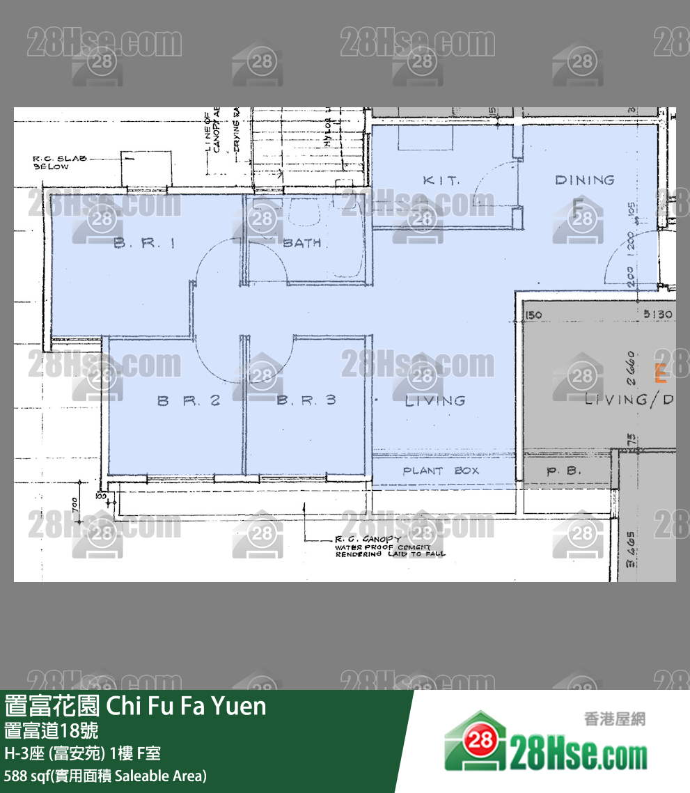 置富花園 大廈H-3座 (富安苑)1樓 F室 平面圖