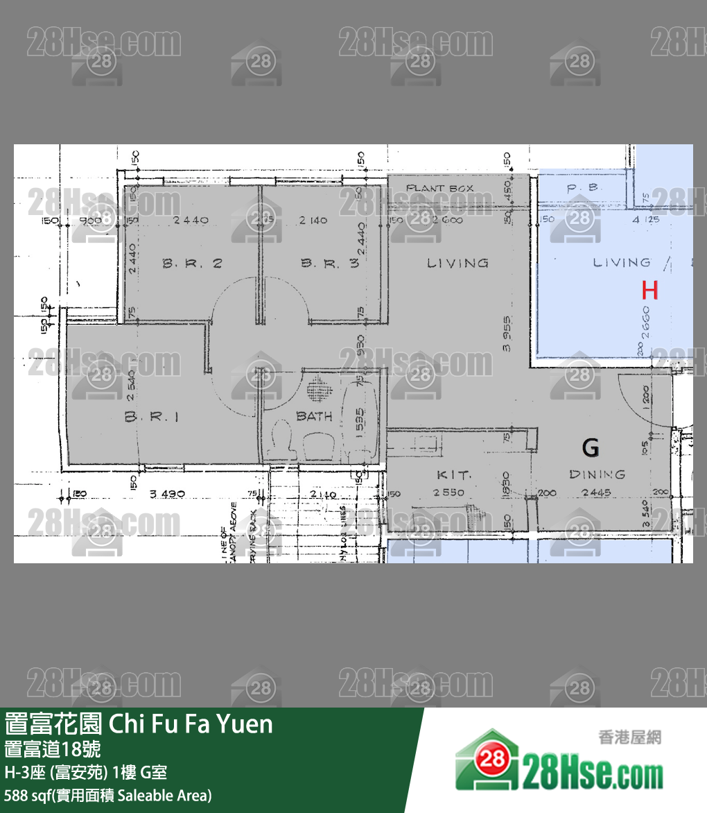 置富花园 大厦H-3座 (富安苑)1楼 G室 平面图