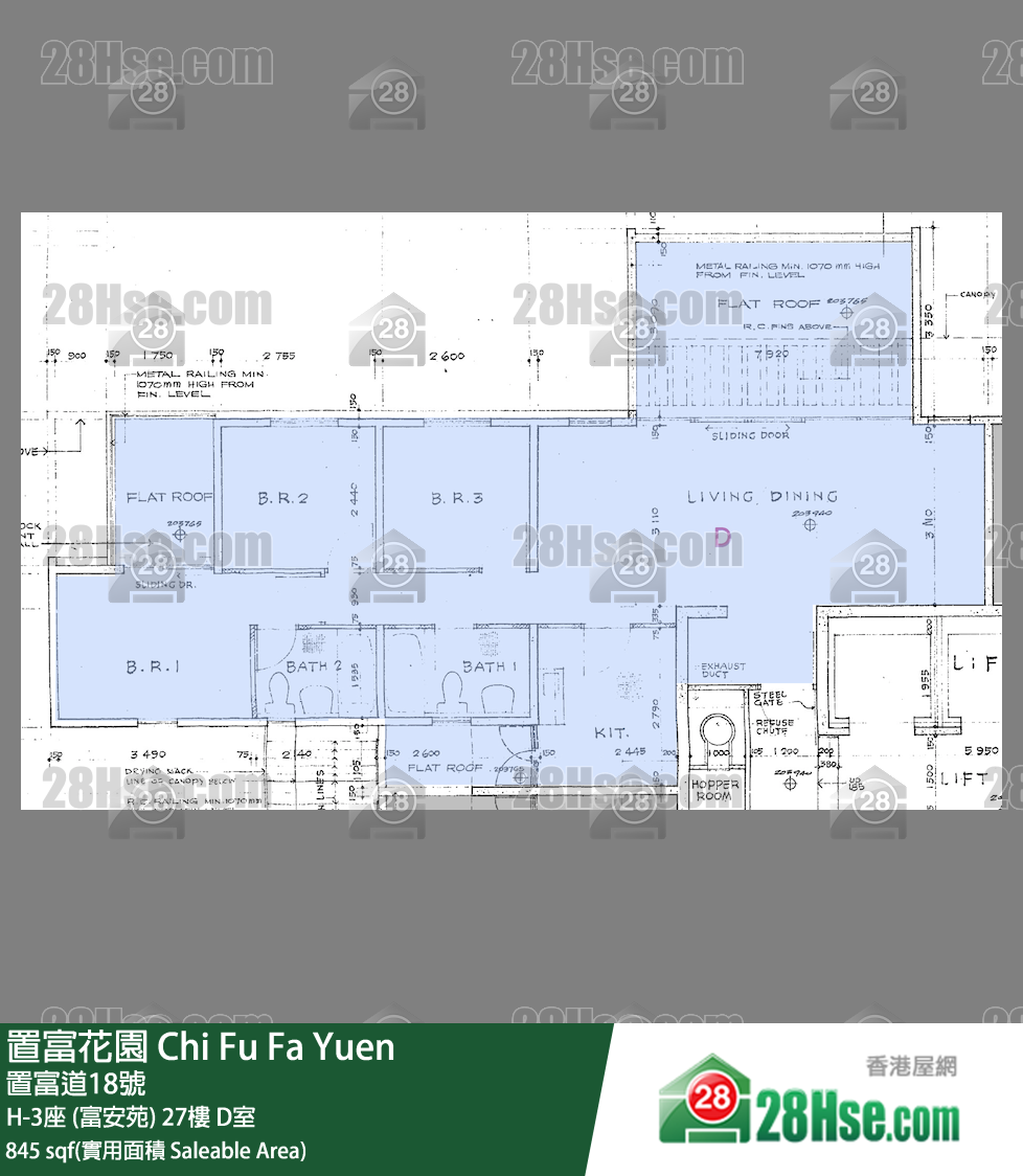 置富花園 大廈H-3座 (富安苑)27樓 D室 平面圖