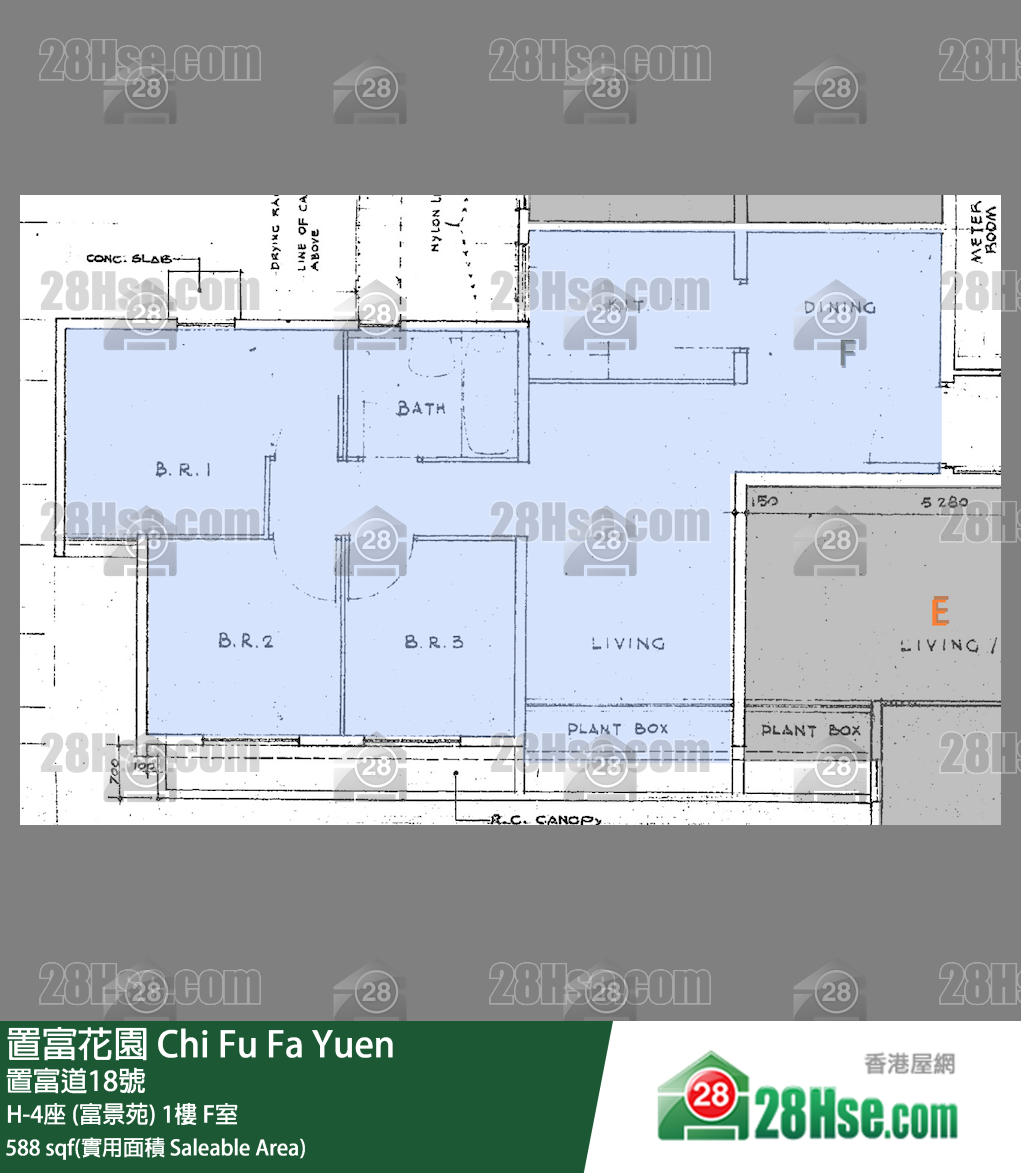 置富花園 大廈 H-4座 (富景苑) 1樓 F室 平面圖