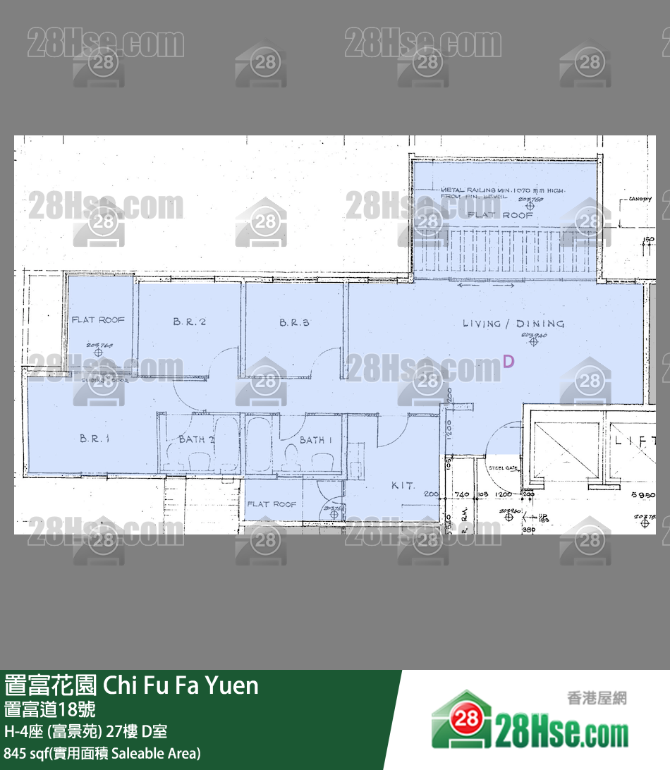 置富花園 大廈H-4座 (富景苑)27樓 D室 平面圖