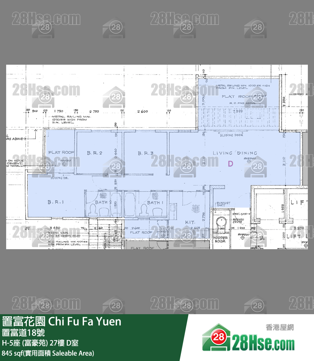 置富花園 大廈H-5座 (富豪苑)27樓 D室 平面圖