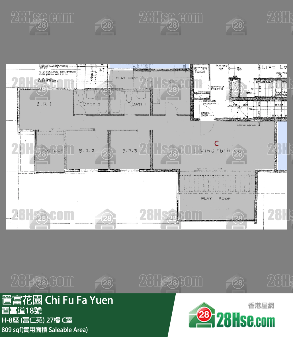 置富花园 大厦H-8座 (富仁苑)27楼 C室 平面图