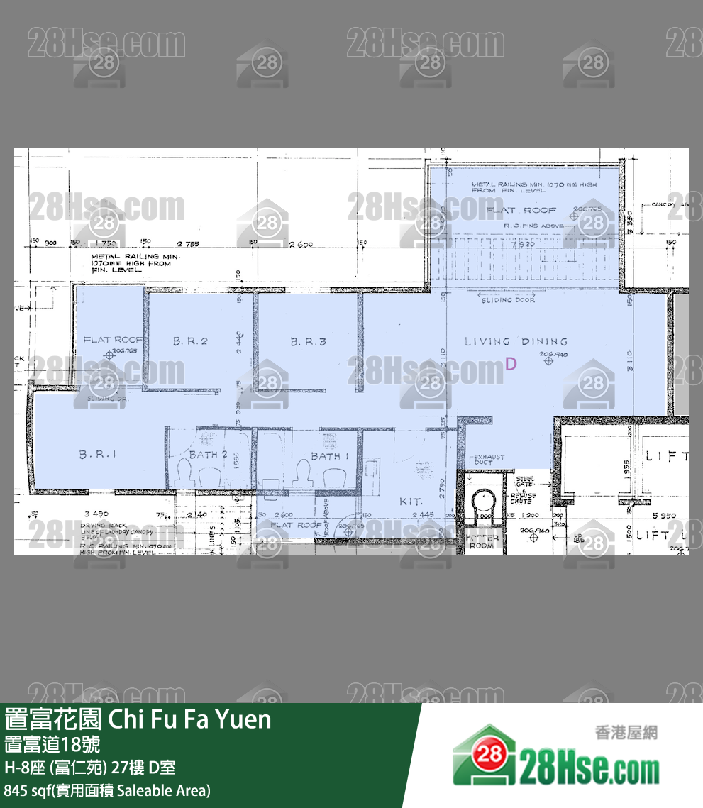 置富花園 大廈H-8座 (富仁苑)27樓 D室 平面圖
