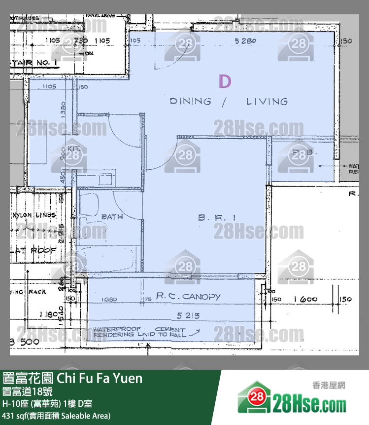置富花園 大廈 H-10座 (富華苑) 1樓 D室 平面圖