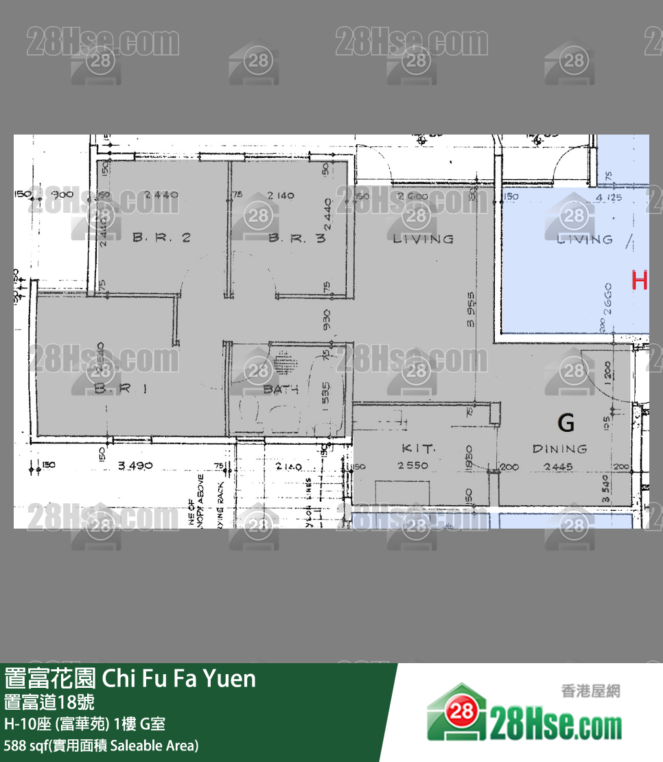 置富花園 大廈 H-10座 (富華苑) 1樓 G室 平面圖