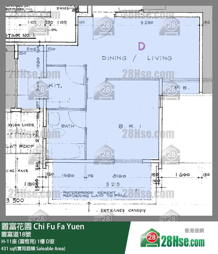 置富花園 大廈H-11座 (富恆苑)1樓 D室 平面圖