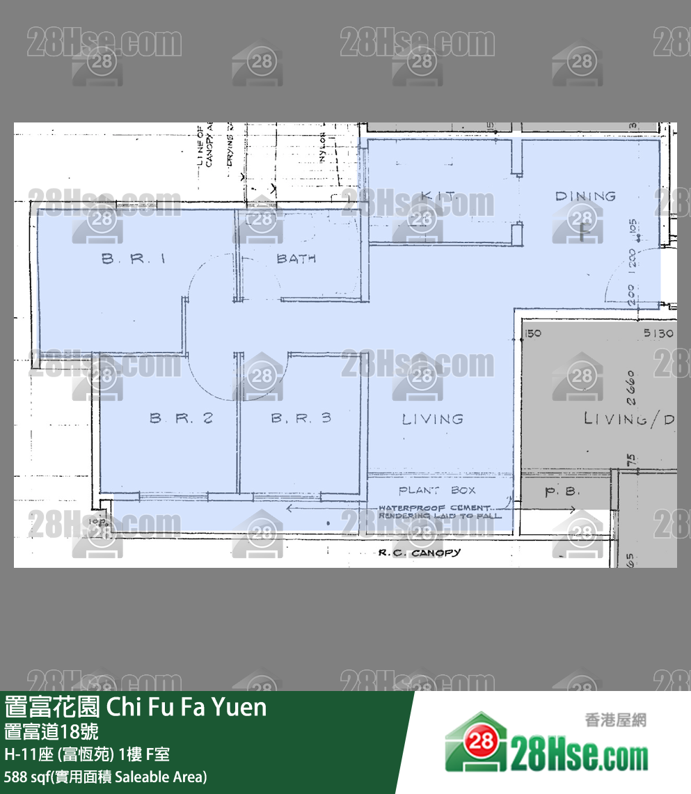 置富花园 大厦H-11座 (富恒苑)1楼 F室 平面图