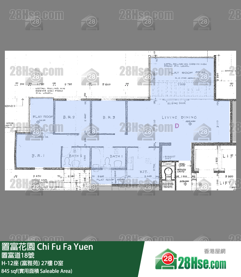 置富花園 大廈H-12座 (富雅苑)27樓 D室 平面圖
