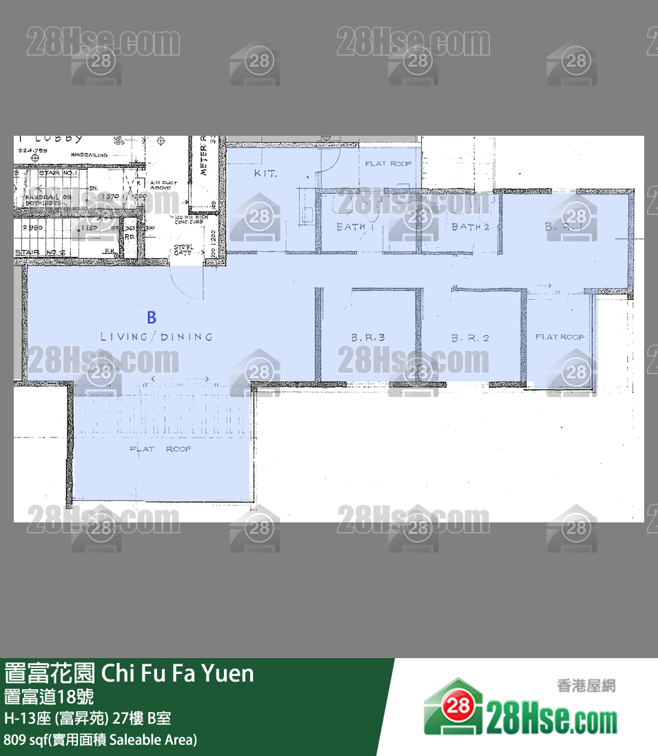 置富花園 大廈H-13座 (富昇苑)27樓 B室 平面圖