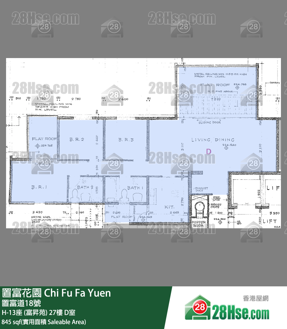 置富花園 大廈H-13座 (富昇苑)27樓 D室 平面圖