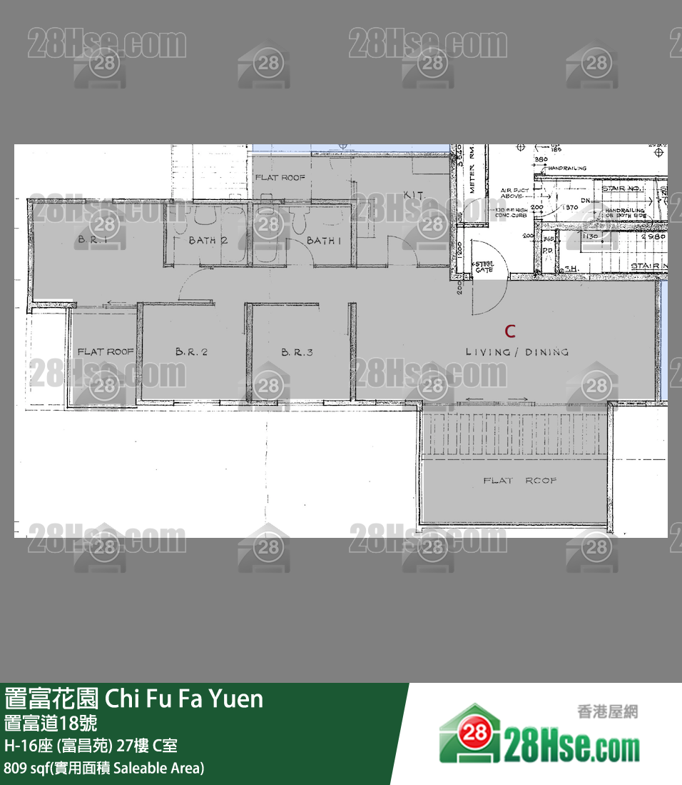 置富花園 大廈H-16座 (富昌苑)27樓 C室 平面圖