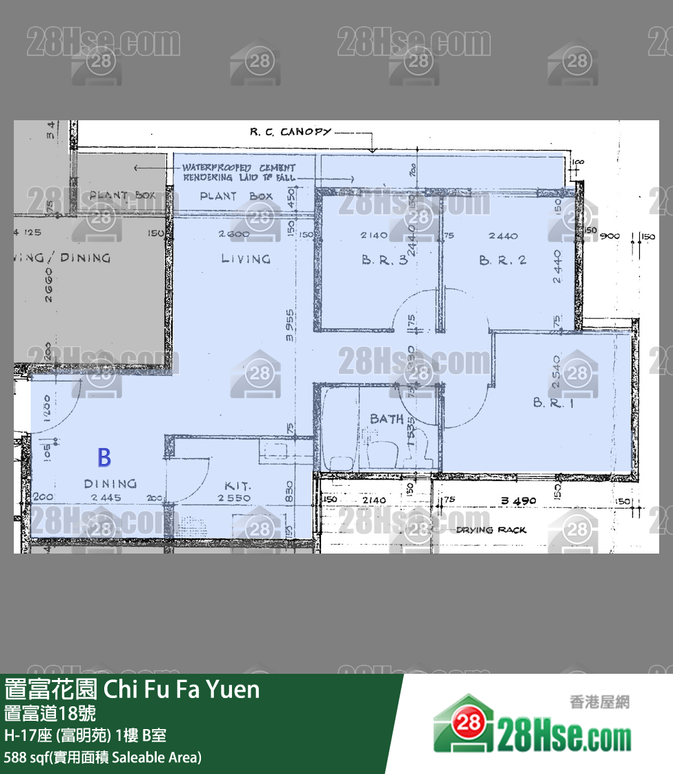 置富花園 大廈H-17座 (富明苑)1樓 B室 平面圖
