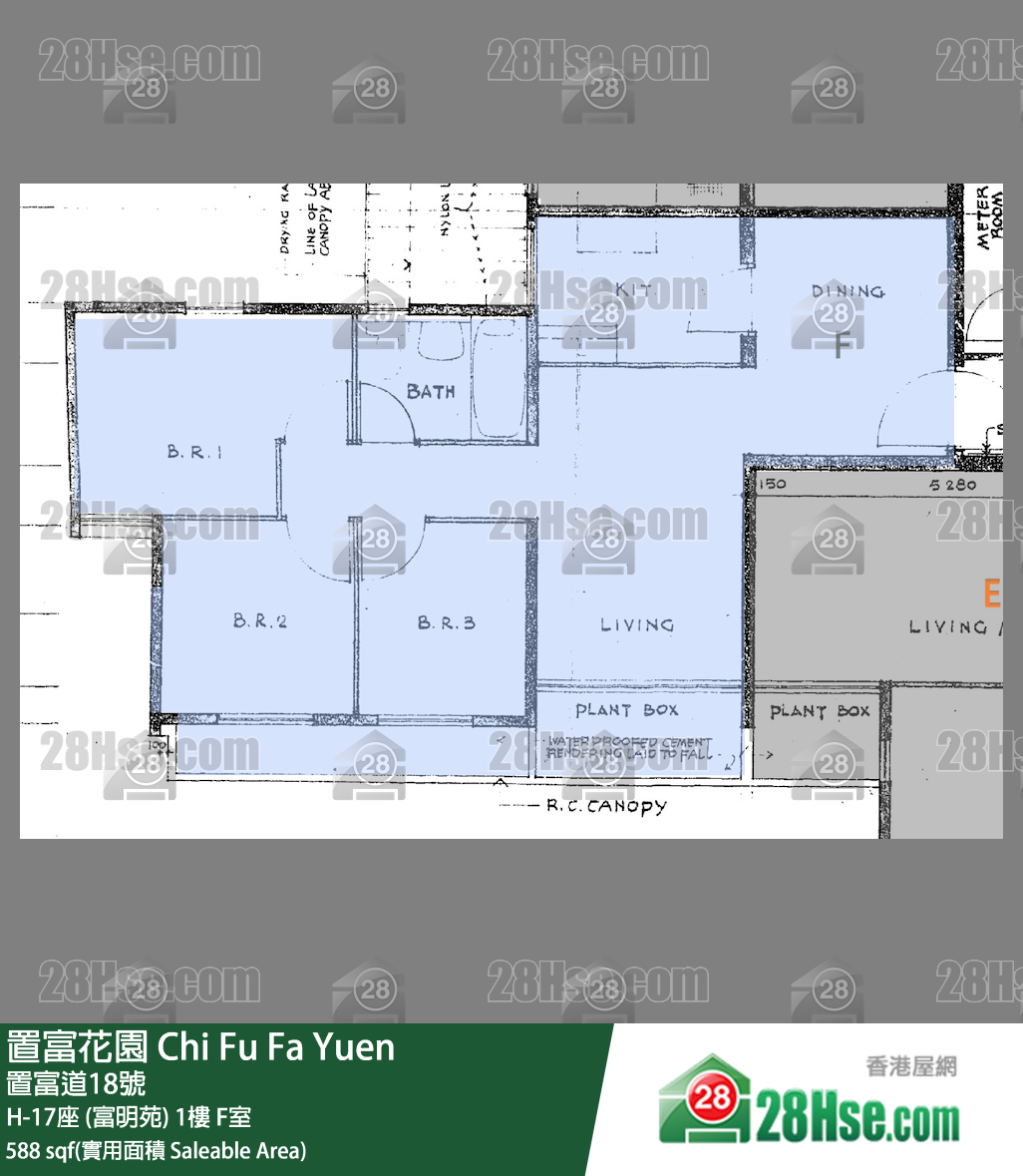 置富花園 大廈H-17座 (富明苑)1樓 F室 平面圖