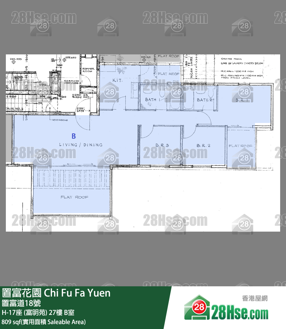 置富花园 大厦H-17座 (富明苑)27楼 B室 平面图