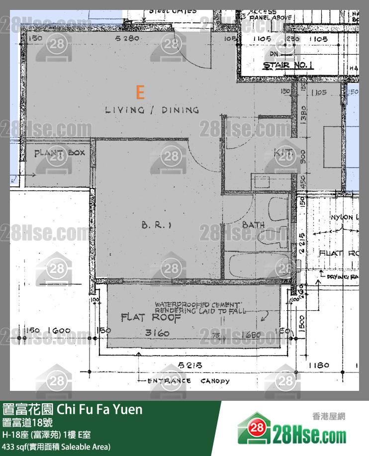 置富花園 大廈H-18座 (富澤苑)1樓 E室 平面圖