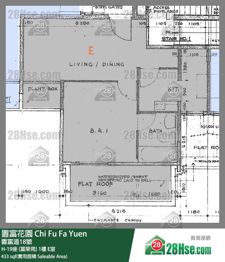 置富花园 大厦H-19座 (富荣苑)1楼 E室 平面图