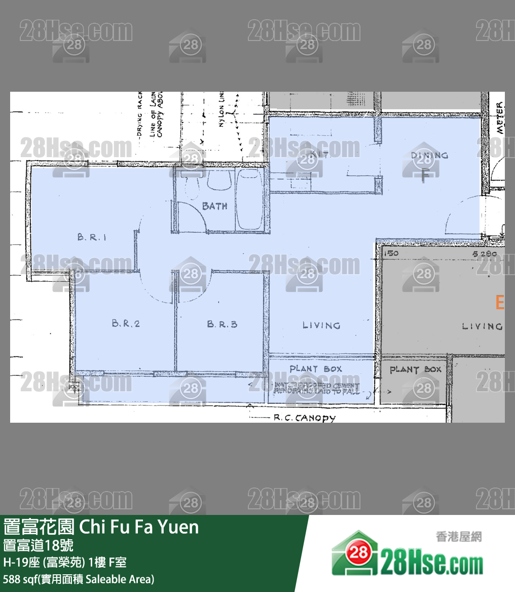 置富花園 大廈 H-19座 (富榮苑) 1樓 F室 平面圖