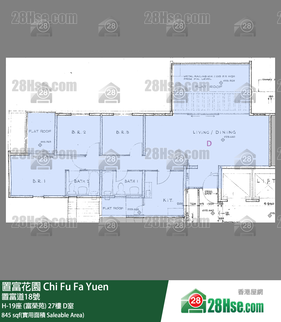 置富花園 大廈H-19座 (富榮苑)27樓 D室 平面圖