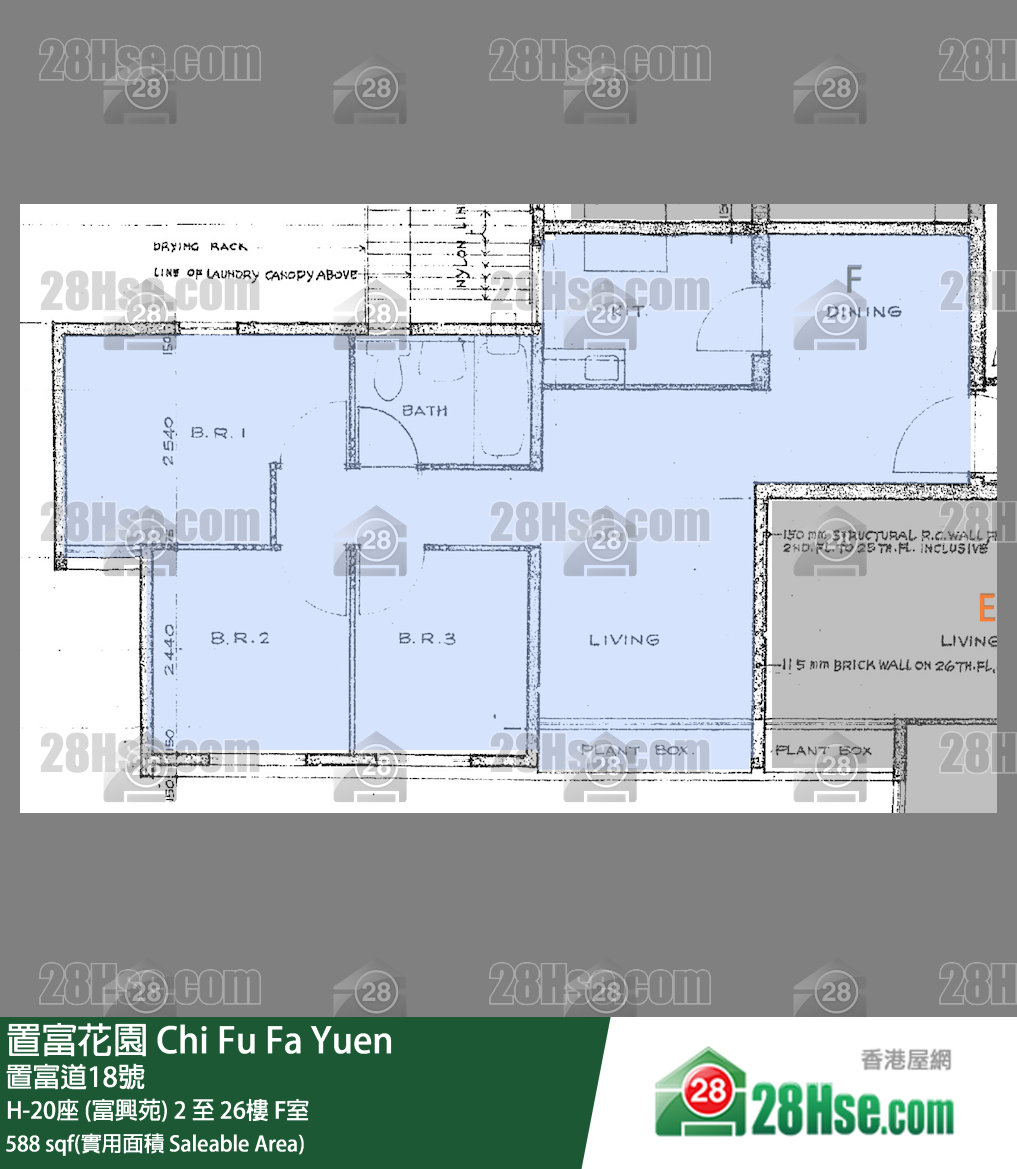 置富花園 大廈H-20座 (富興苑)16樓 F室 平面圖