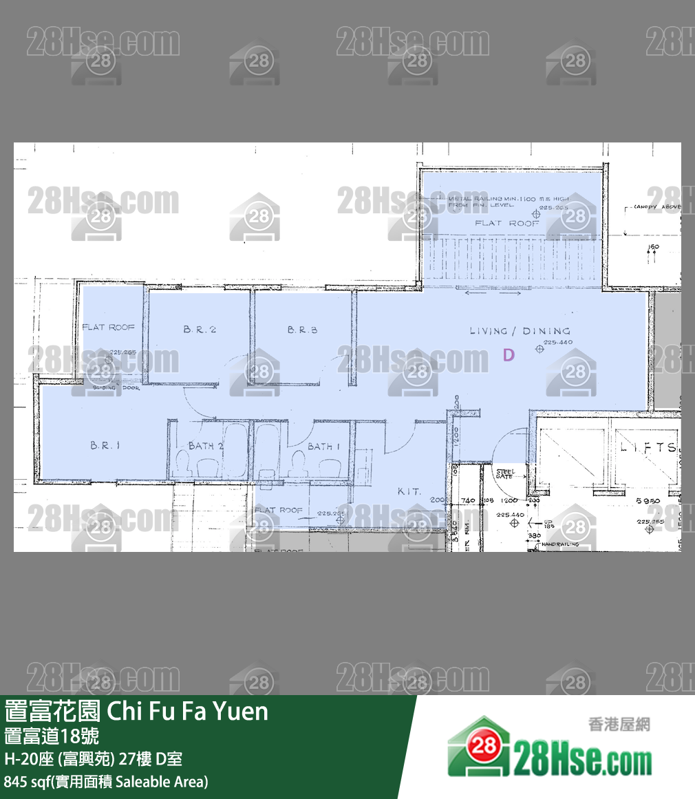 置富花園 大廈H-20座 (富興苑)27樓 D室 平面圖