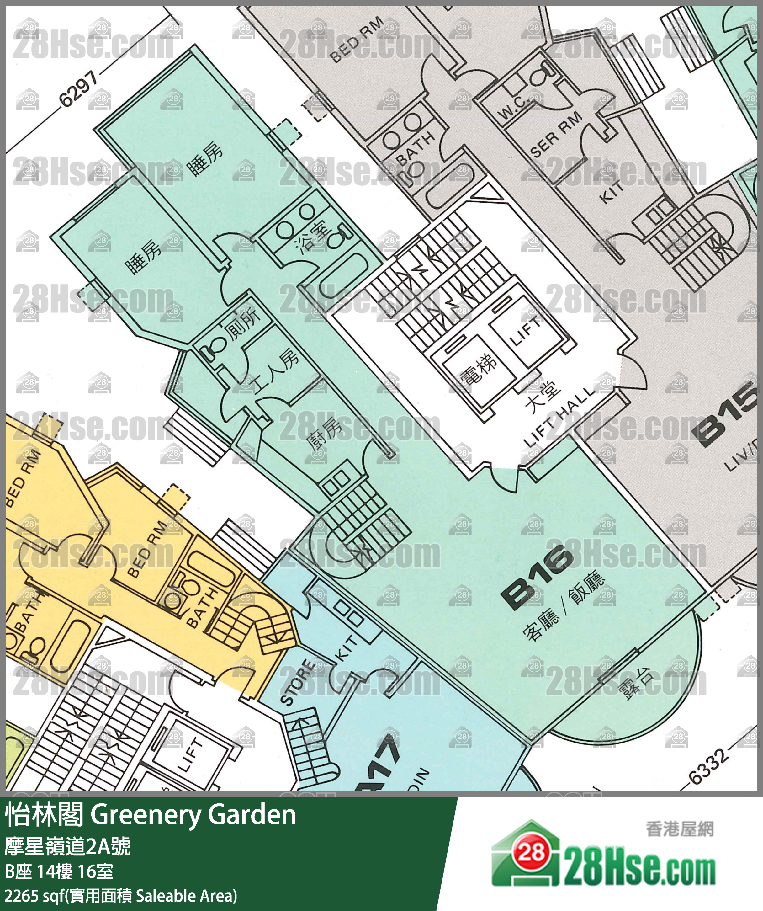 怡林阁 B座14楼 16室 平面图