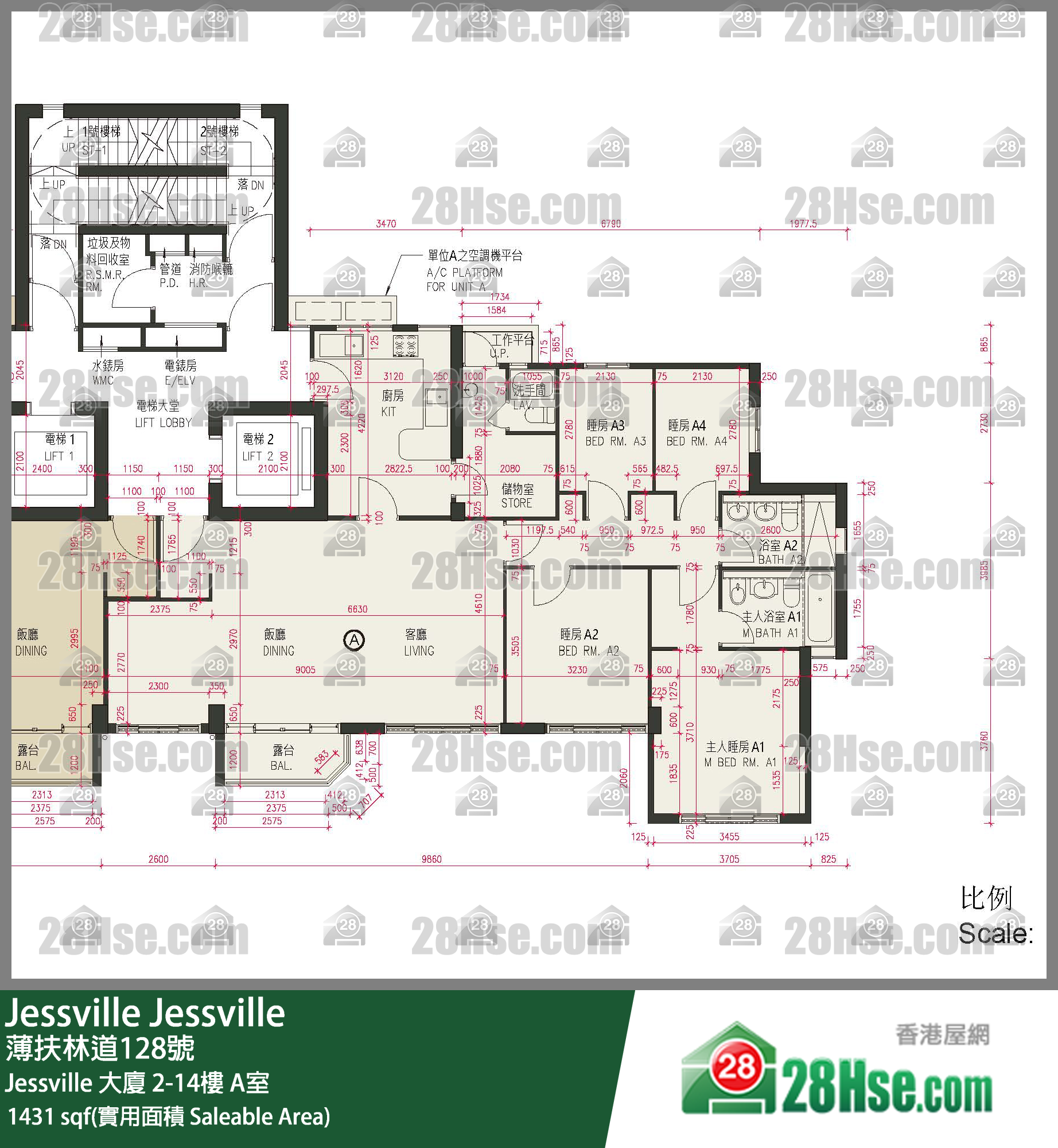 Jessville Jessville 大厦 14楼 A室 平面图