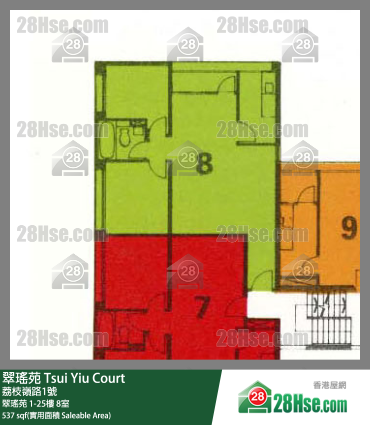 翠瑤苑 翠瑤苑1樓 8室 平面圖