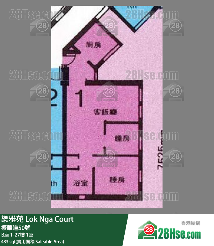 樂雅苑 B座 15樓 1室 平面圖