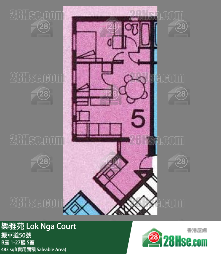 樂雅苑 B座27樓 5室 平面圖