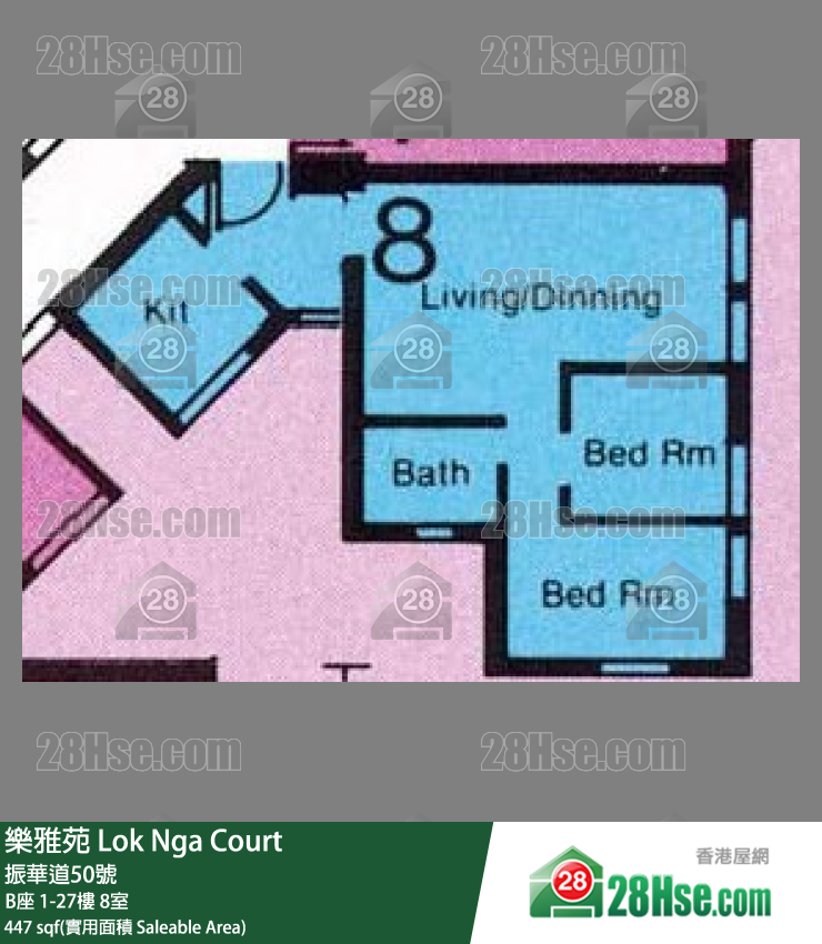 樂雅苑 B座19樓 8室 平面圖