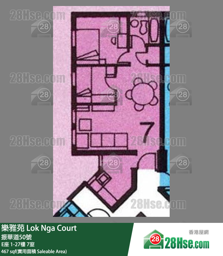 樂雅苑 E座22樓 7室 平面圖