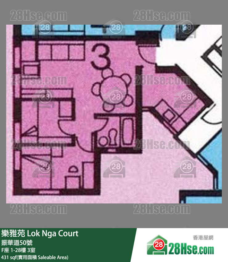 樂雅苑 F座3樓 3室 平面圖