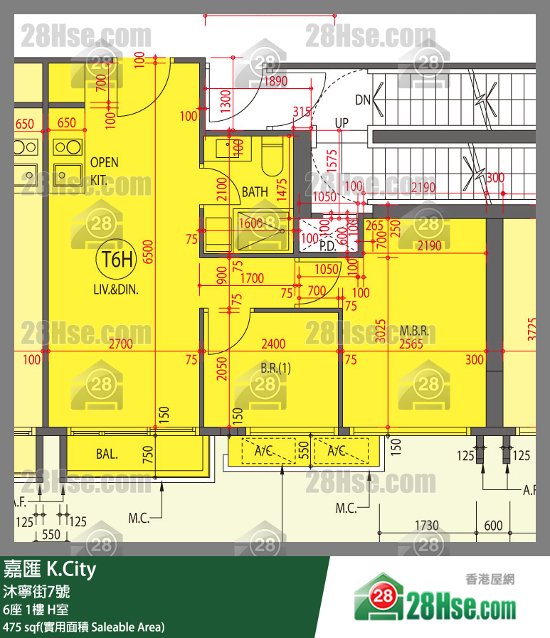 嘉匯 6座1樓 H室 平面圖
