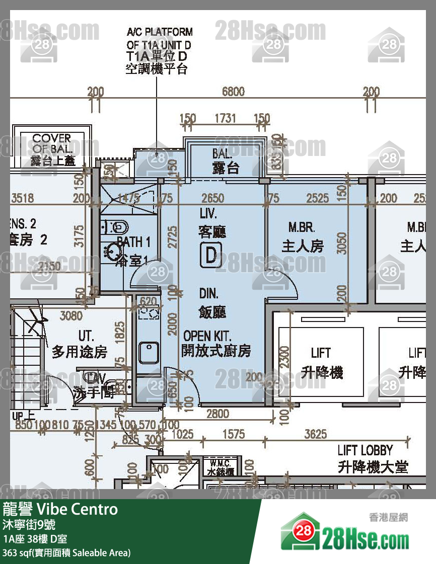 龙誉 1A座 38楼 D室 平面图