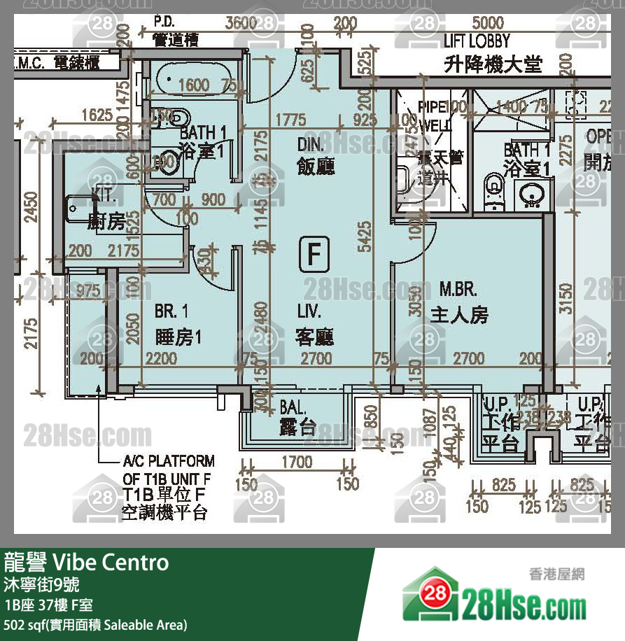 龍譽 1B座 37樓 F室 平面圖