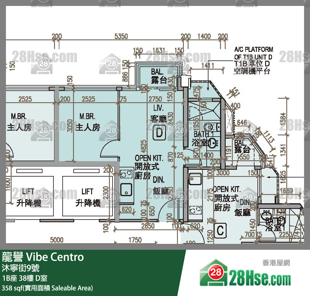 龍譽 1B座 38樓 D室 平面圖