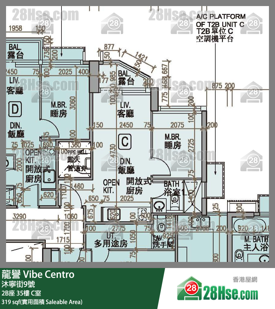 龍譽 2B座 35樓 C室 平面圖