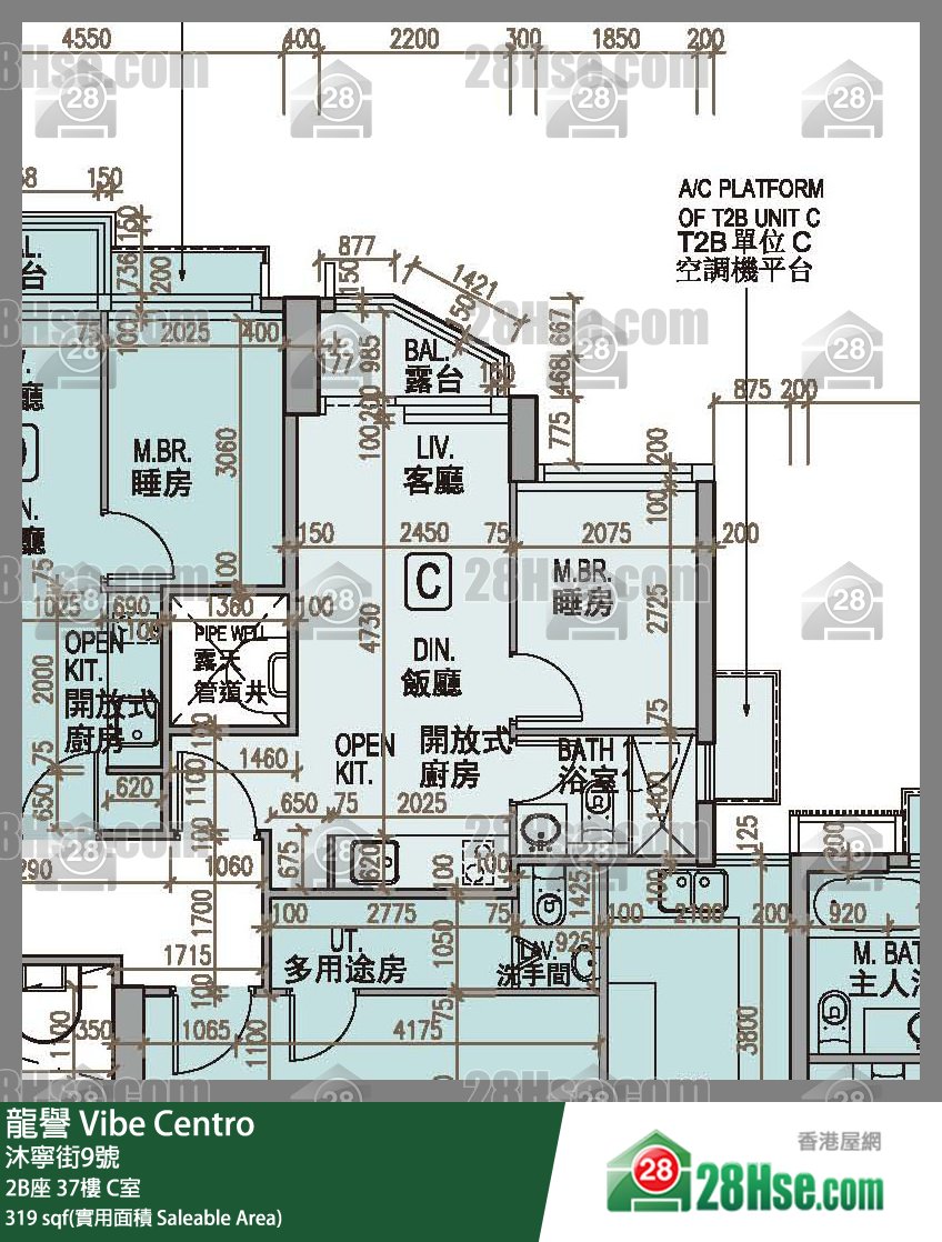 龍譽 2B座 37樓 C室 平面圖